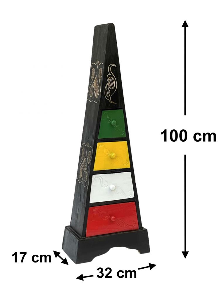DanDiBo Schrank aus Holz Cargo Loft Pyramide 100 cm Bunt Kommode Antique mit 4 Schubladen