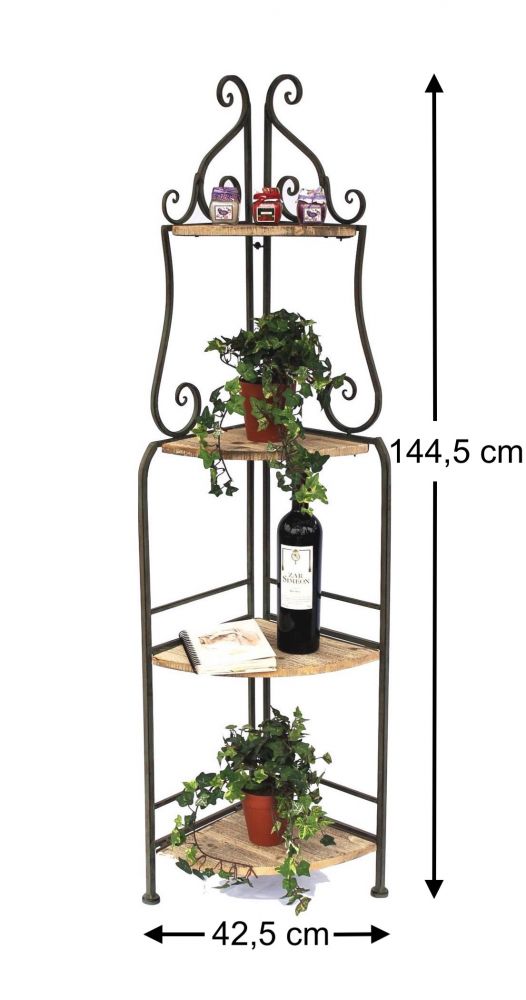 DanDiBo Eckregal Bücherregal mit 4 Ablagen Regal Malega 12061 aus Metall und Holz 145 cm Badregal Aufbewahrungsregal Leiterregal