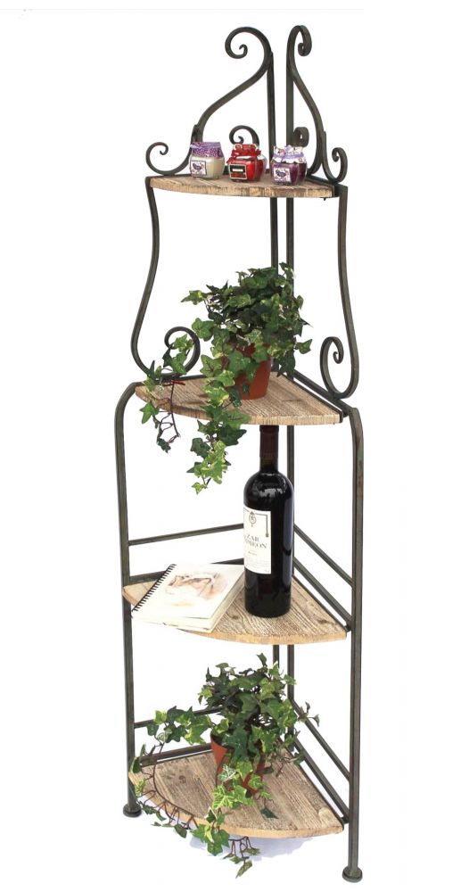DanDiBo Eckregal Bücherregal mit 4 Ablagen Regal Malega 12061 aus Metall und Holz 145 cm Badregal Aufbewahrungsregal Leiterregal