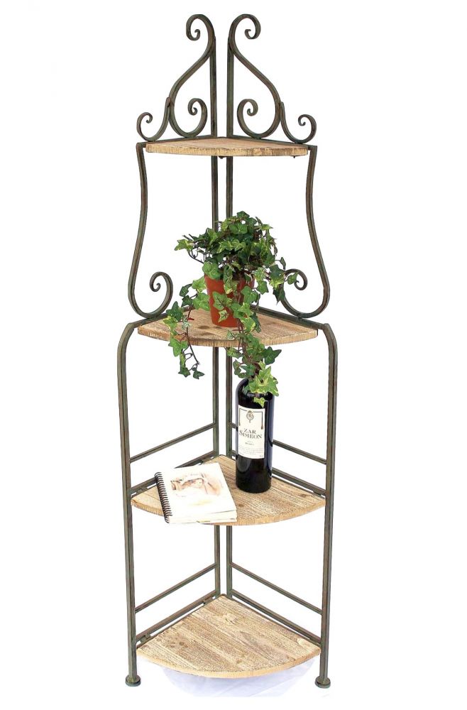 DanDiBo Eckregal Bücherregal mit 4 Ablagen Regal Malega 12061 aus Metall und Holz 145 cm Badregal Aufbewahrungsregal Leiterregal