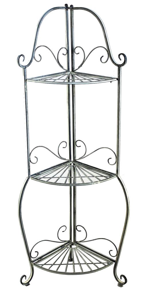 Eckregal Romance 20113 Regal aus Metall 125cm Badregal Antik Grau Küchenregal