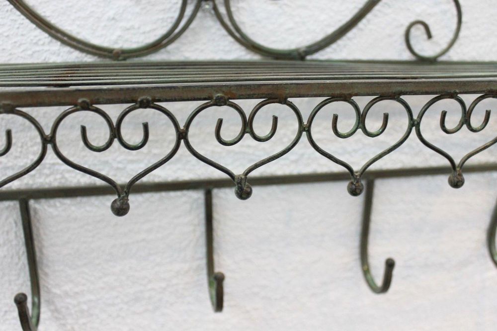 DanDiBo Wandgarderobe Metall mit Ablage 60 cm Malege Kleiderhaken 12205 Wandregal Garderobe Vintage