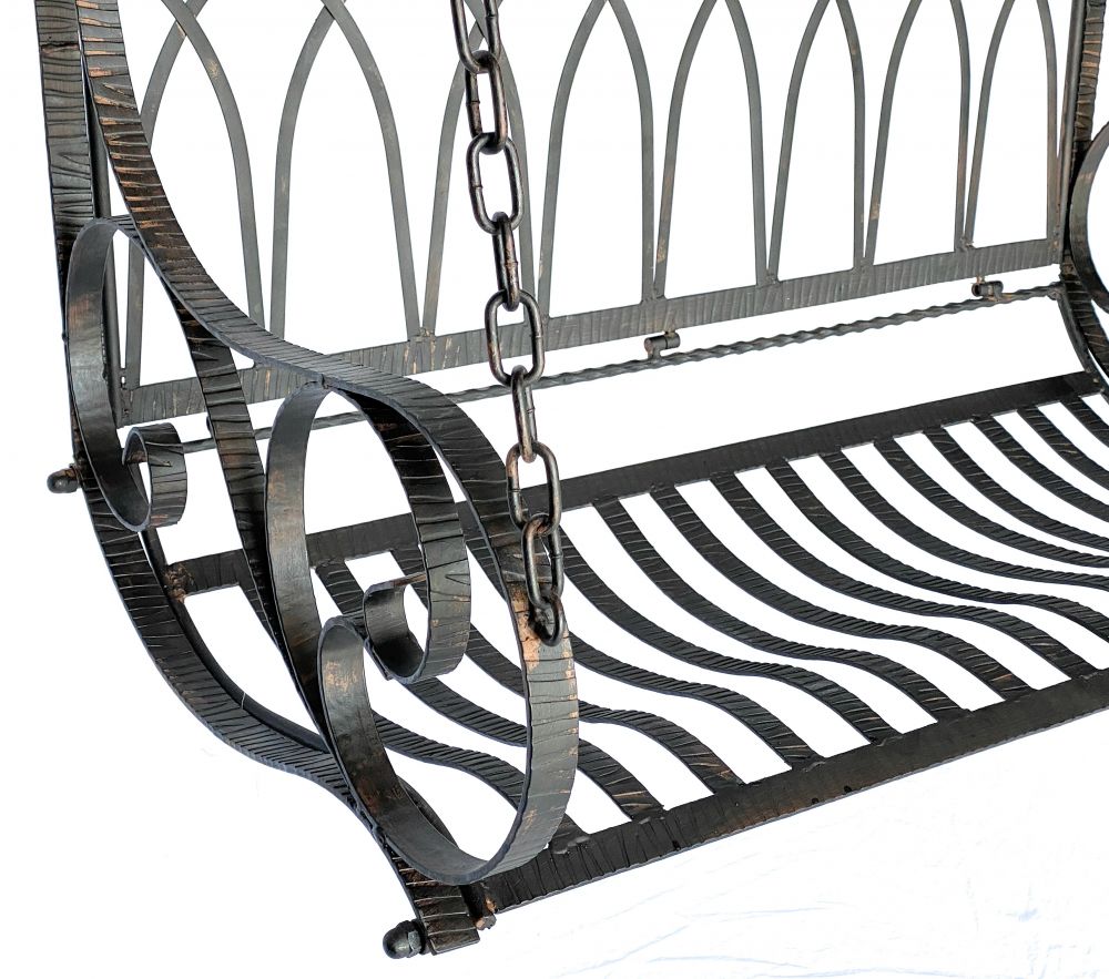 Hängebank Metall Braun Wetterfest Schaukel mit Ketten Hängesessel 18688 2 Sitzer Gartenbank