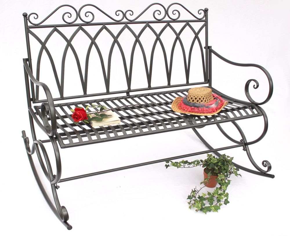 DanDiBo Schaukelbank Metall Wetterfest Dunkelgrau 112 cm Gartenbank 132730 Parkbank Sitzbank Garten Schaukel