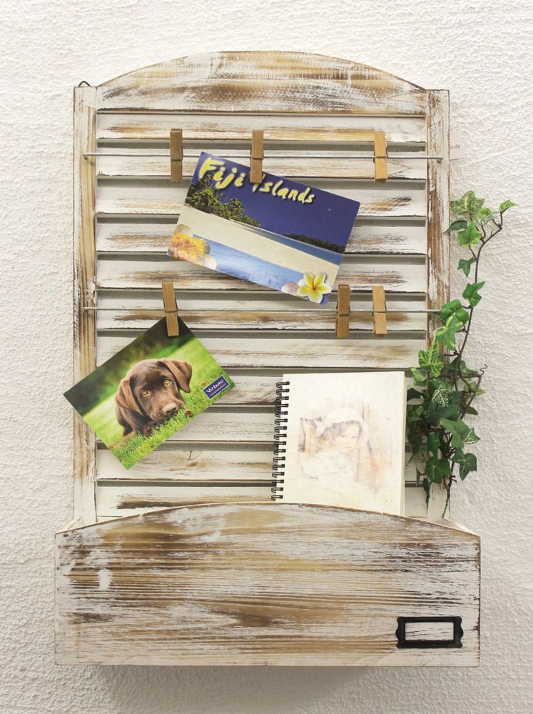 Memoboard mit Briefablage YX-14B415 Pinnwand 65cm Wandregal Memotafel Shabby
