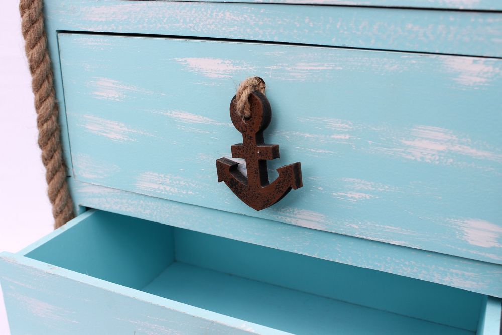 Boot Kommode 412-BL 117cm Badregal Blau Shabby Schrank Badschrank Badmöbel Regal