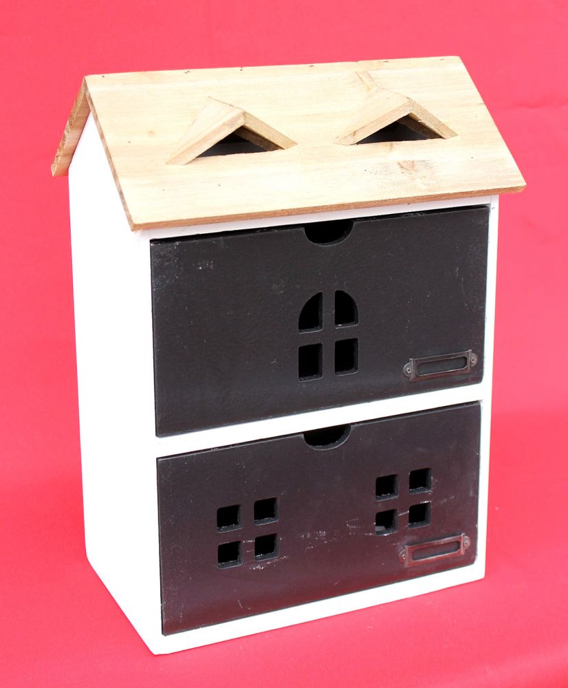 Minikommode Haus Kommode 14B410 Schrank mit 2 Schubladen 38cm Ordner Küchenregal