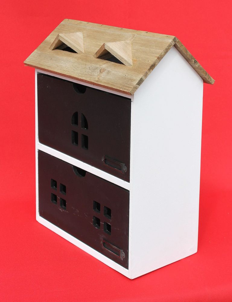 Minikommode Haus Kommode 14B410 Schrank mit 2 Schubladen 38cm Ordner Küchenregal