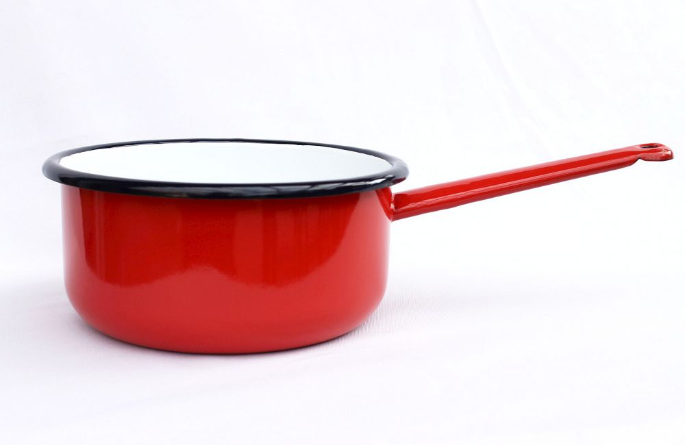 Kochtopf 2 L Topf mit Griff 515/18 Rot emailliert Emaille Kasserole Emailtopf Email