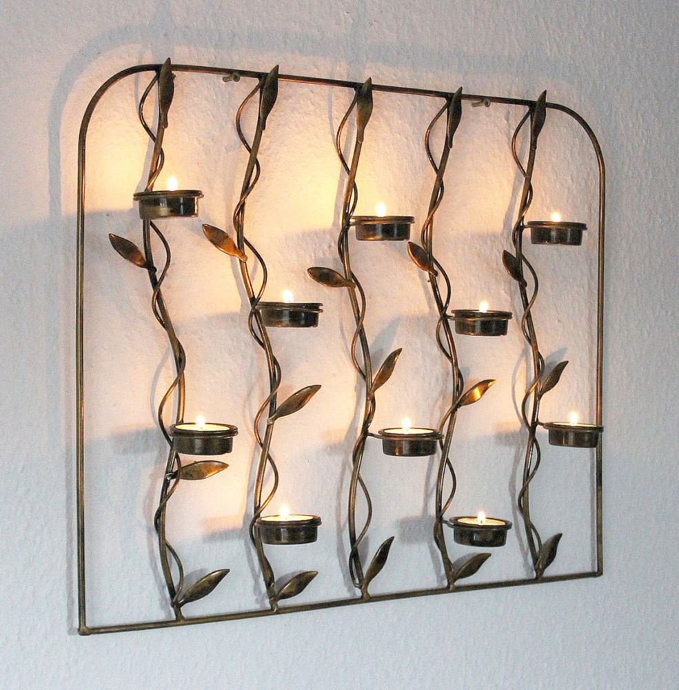 Wall tea light holder 10-0370 Metal wall candle holder 53 cm Tea light holder