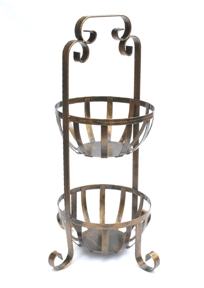 Etagere Obstkorb 10-320 Gemüsekorb 62cm Küchenregal mit 2 Körbe Obstschale Korb