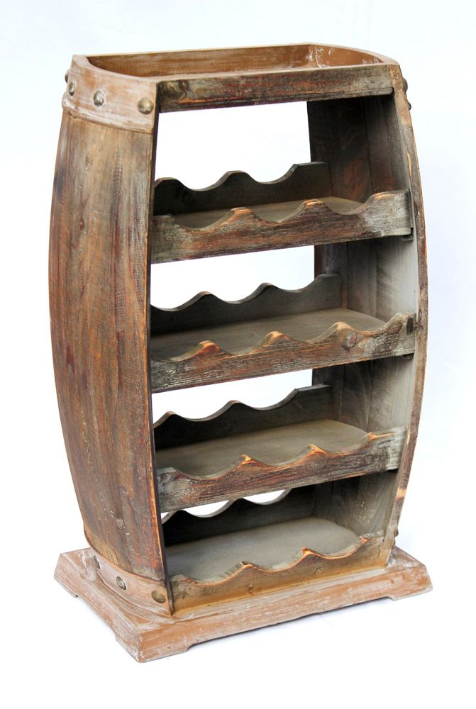 Weinregal Holz Weinfass 1549 Bar Flaschenständer 70cm für 13 Fl. Regal Fass Holzfass
