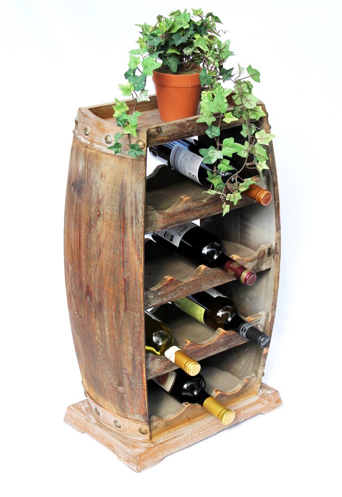 Weinregal Holz Weinfass 1549 Bar Flaschenständer 70cm für 13 Fl. Regal Fass Holzfass