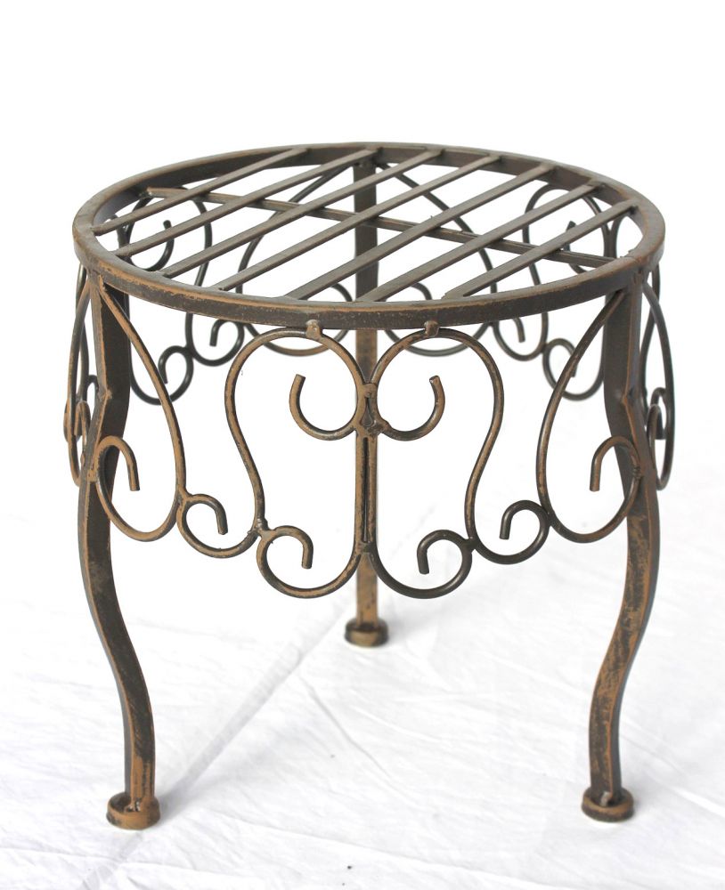 DanDiBo Flower Stool Metal Brown Round 30 cm Flower Stand 140129 M Side Table Plant Stand Small