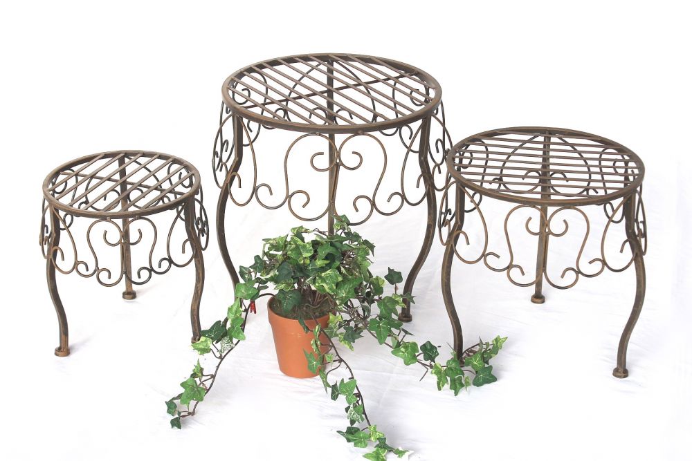 Blumenhocker 3er Set Blumenständer 140129 Pflanzenständer Hocker Beistelltisch