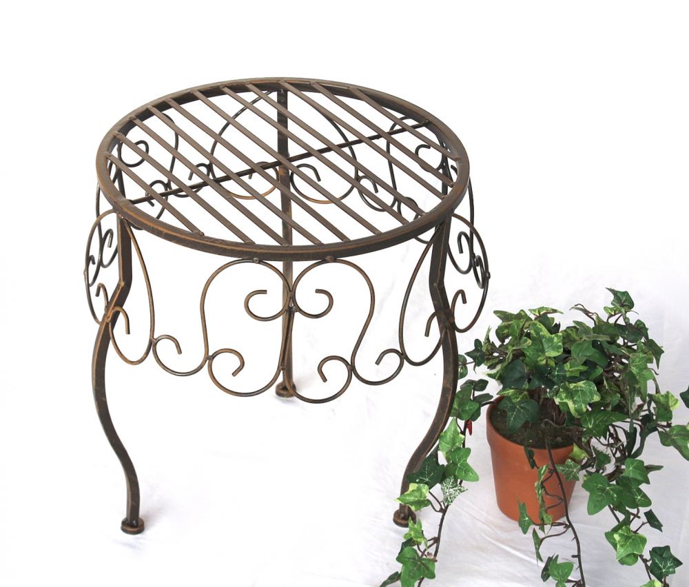 DanDiBo Flower Stool Metal Brown Round 30 cm Flower Stand 140129 M Side Table Plant Stand Small