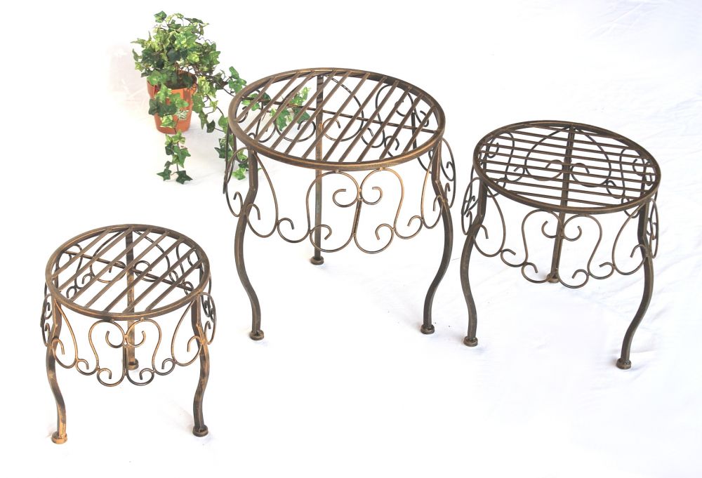 Blumenhocker 3er Set Blumenständer 140129 Pflanzenständer Hocker Beistelltisch
