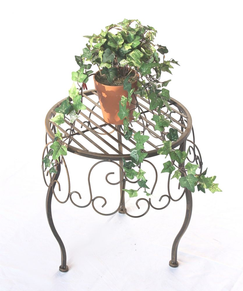 DanDiBo Flower Stool Metal Brown Round 35 cm Flower Stand 140129 XL Side Table Plant Stand Small