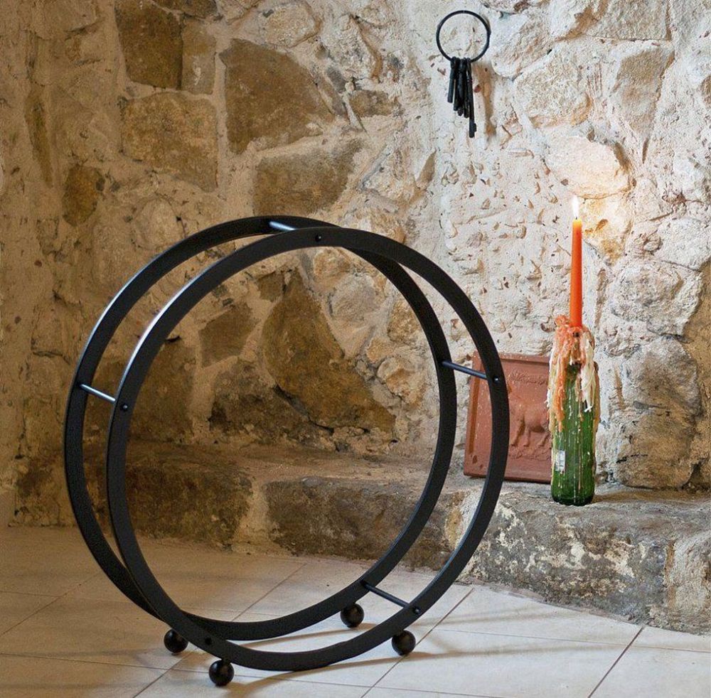Fire wood rack wood basket round D-70cm black 21214 Fire wood shelf Fire wood stand Wood shelf Shelf Wood
