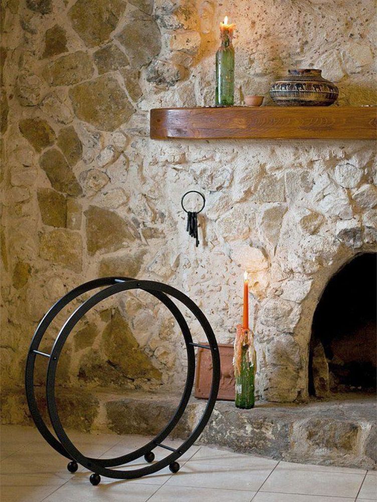 Fire wood rack wood basket round D-70cm black 21214 Fire wood shelf Fire wood stand Wood shelf Shelf Wood