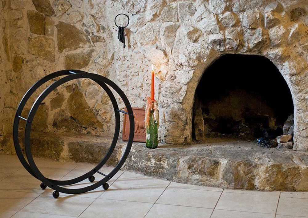 Fire wood rack wood basket round D-70cm black 21214 Fire wood shelf Fire wood stand Wood shelf Shelf Wood