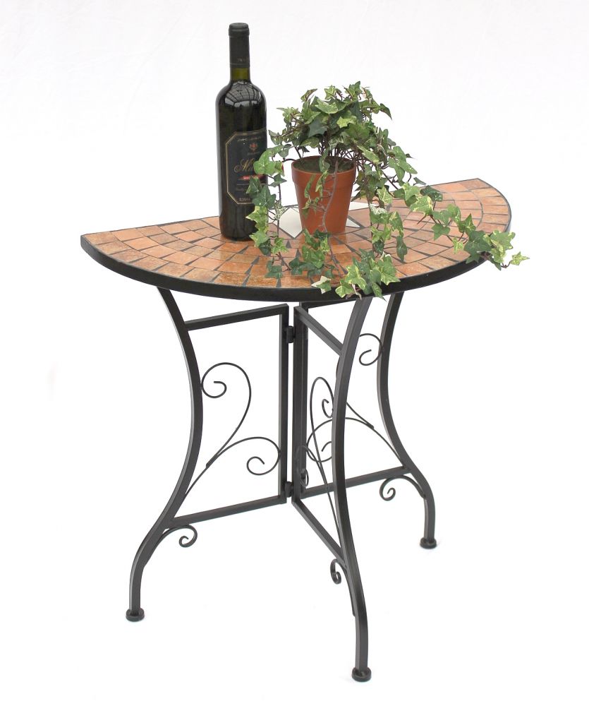 DanDiBo table semicircular console table wall table 120041 side table metal mosaic 70 cm