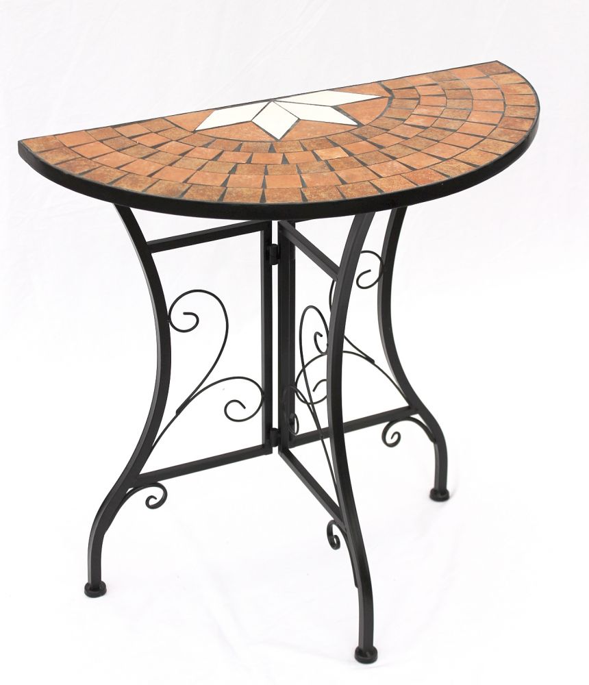 DanDiBo table semicircular console table wall table 120041 side table metal mosaic 70 cm
