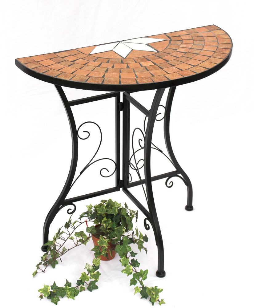 DanDiBo table semicircular console table wall table 120041 side table metal mosaic 70 cm