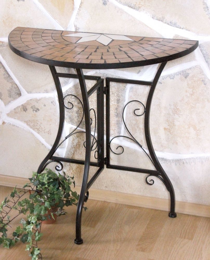 DanDiBo table semicircular console table wall table 120041 side table metal mosaic 70 cm