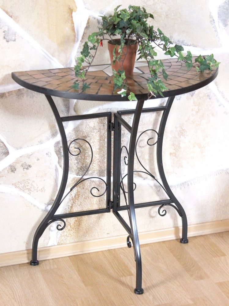 DanDiBo table semicircular console table wall table 120041 side table metal mosaic 70 cm
