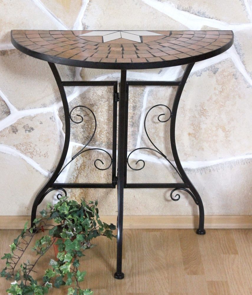 DanDiBo table semicircular console table wall table 120041 side table metal mosaic 70 cm