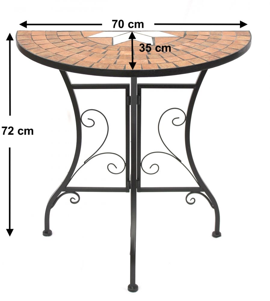 DanDiBo table semicircular console table wall table 120041 side table metal mosaic 70 cm