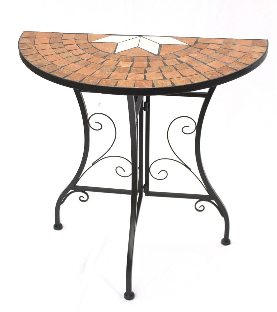 DanDiBo table semicircular console table wall table 120041 side table metal mosaic 70 cm