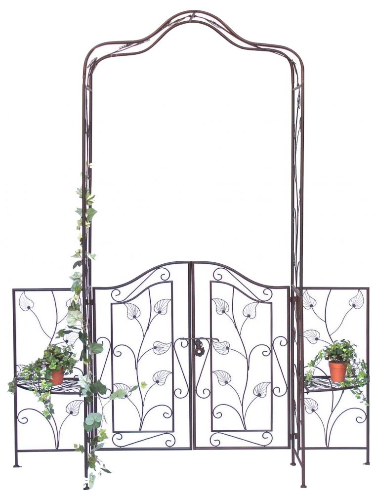 DanDiBo Rosenbogen mit Tor Tür aus Metall 101759 Gartentor 236x186 cm Schmiedeeisen Rankgerüst