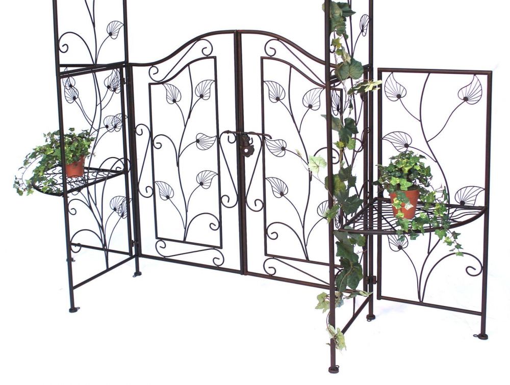 DanDiBo Rosenbogen mit Tor Tür aus Metall 101759 Gartentor 236x186 cm Schmiedeeisen Rankgerüst