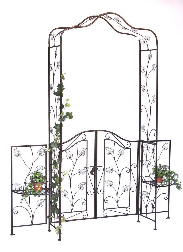 DanDiBo Rosenbogen mit Tor Tür aus Metall 101759 Gartentor 236x186 cm Schmiedeeisen Rankgerüst