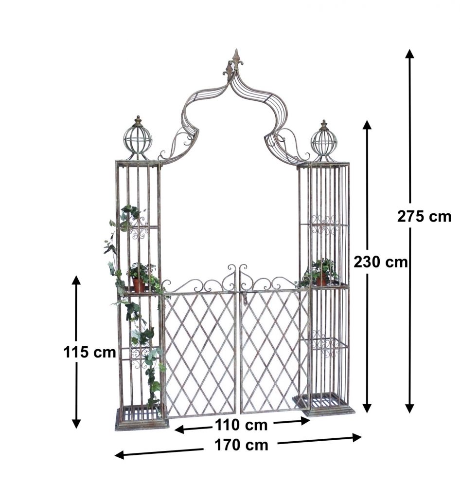 DanDiBo Rose arch with gate Metal gate 275x170 cm Round arch Archway Pergola 110241 Wrought iron climbing aid Garden gate