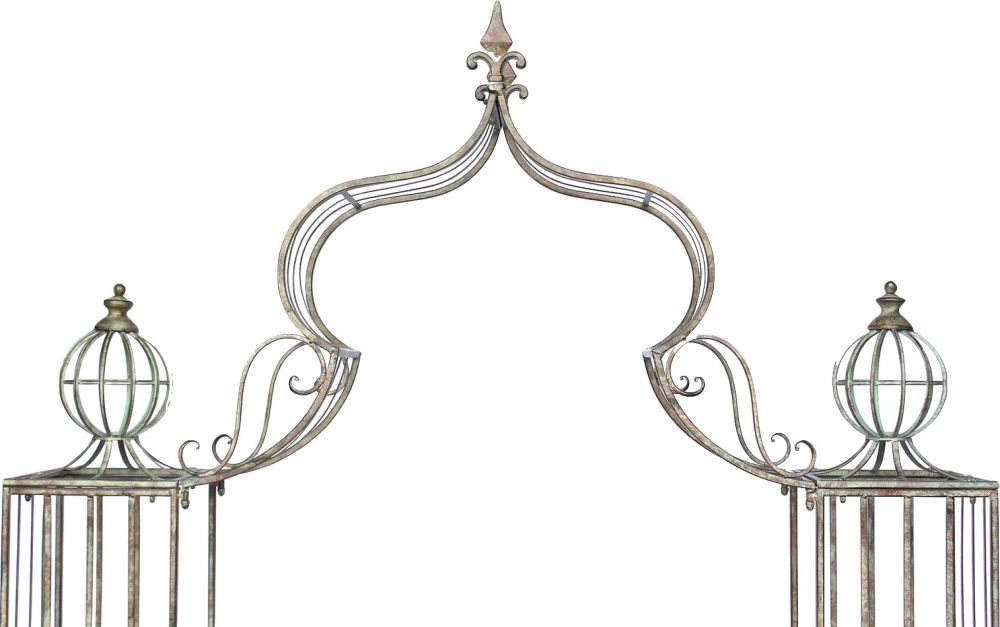 DanDiBo Rose arch with gate Metal gate 275x170 cm Round arch Archway Pergola 110241 Wrought iron climbing aid Garden gate