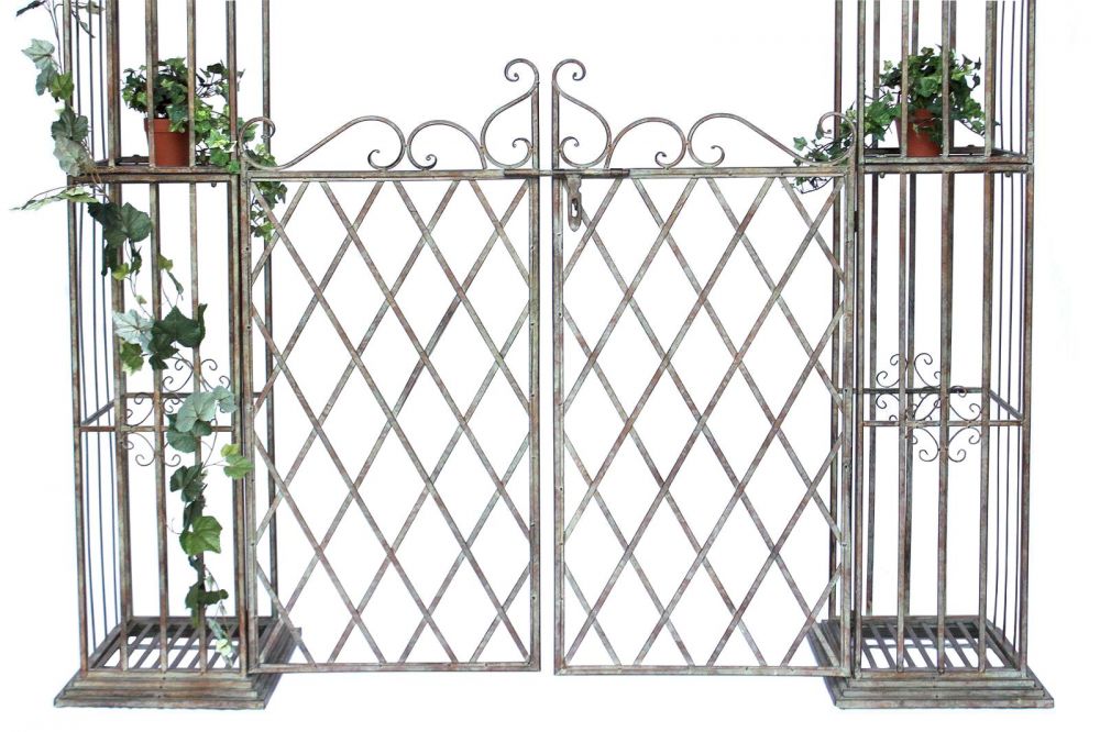 DanDiBo Rose arch with gate Metal gate 275x170 cm Round arch Archway Pergola 110241 Wrought iron climbing aid Garden gate