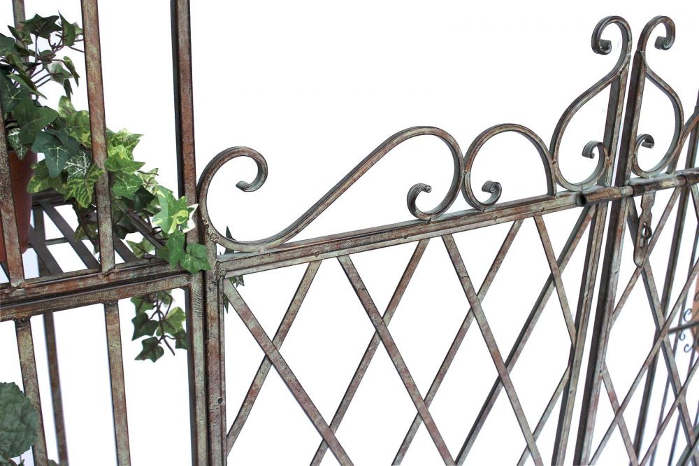 DanDiBo Rose arch with gate Metal gate 275x170 cm Round arch Archway Pergola 110241 Wrought iron climbing aid Garden gate