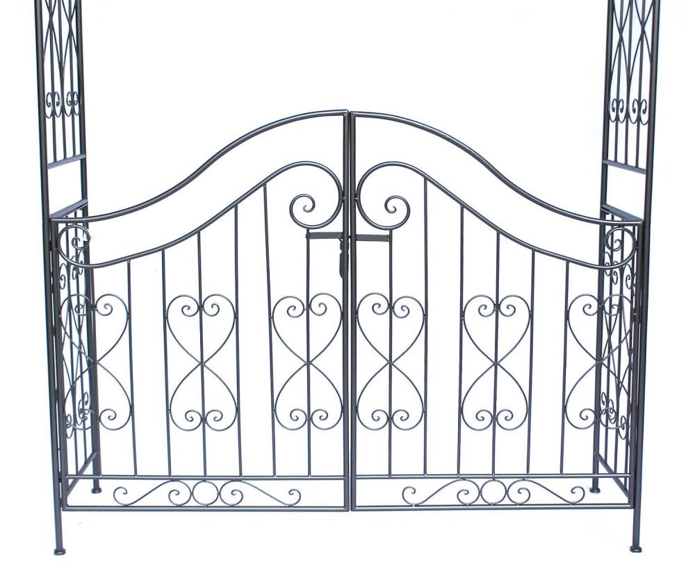 Rosenbogen mit Tor Pforte 131872 aus Metall Gartentor 282x160cm Rankgerüst