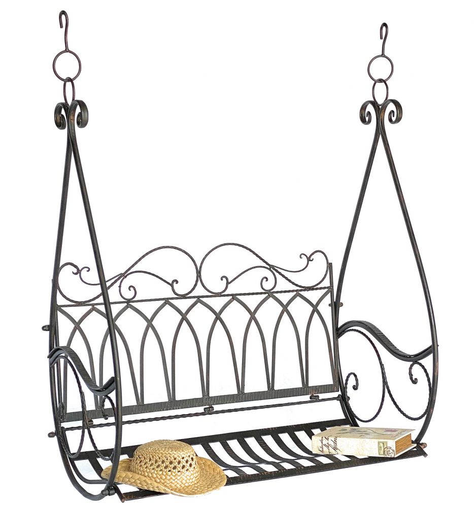 DanDiBo Hanging Bench Metal Brown Weatherproof Swing Gondola Hanging Chair 1868 2 Seater Garden Bench