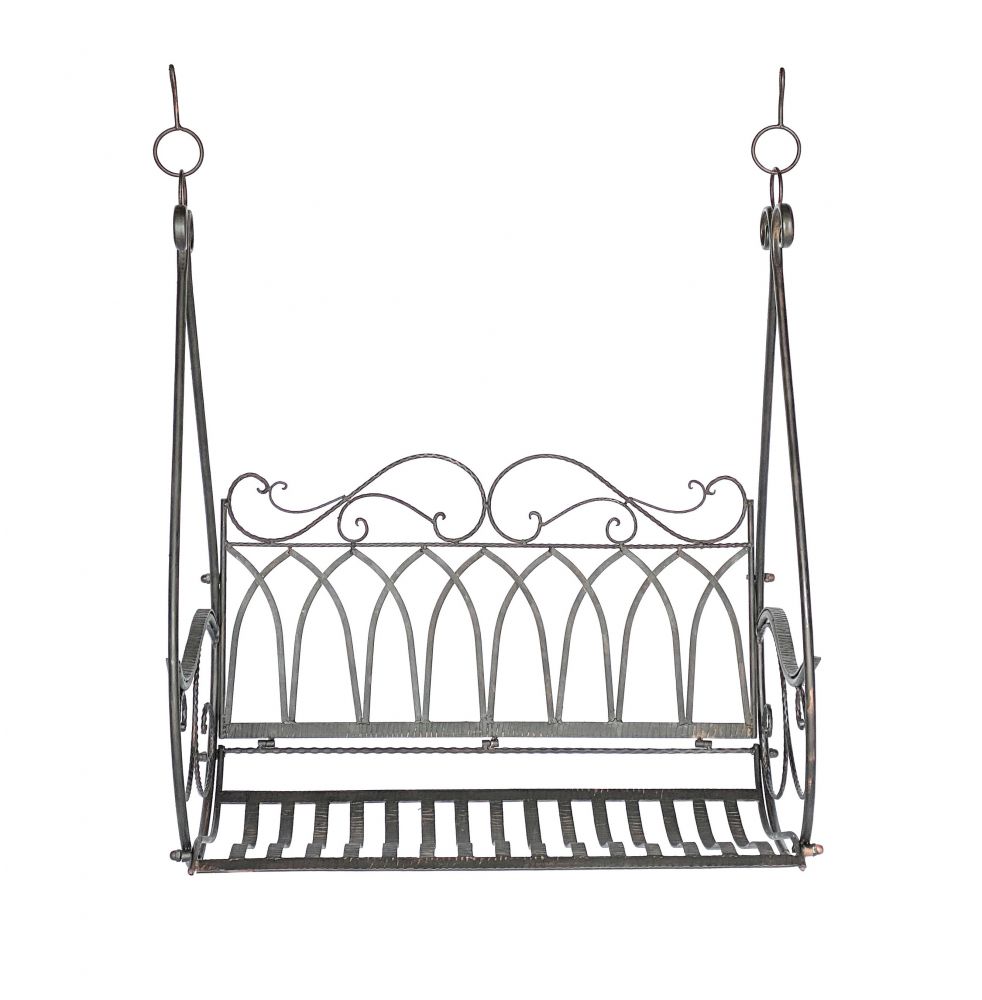 DanDiBo Hanging Bench Metal Brown Weatherproof Swing Gondola Hanging Chair 1868 2 Seater Garden Bench