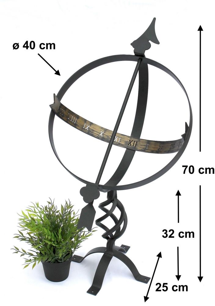 DanDiBo Sonnenuhr Garten Groß Metall Schwarz Schmiedeeisen Deko Wetterfest 70 cm Gartenuhr Uhr Deko