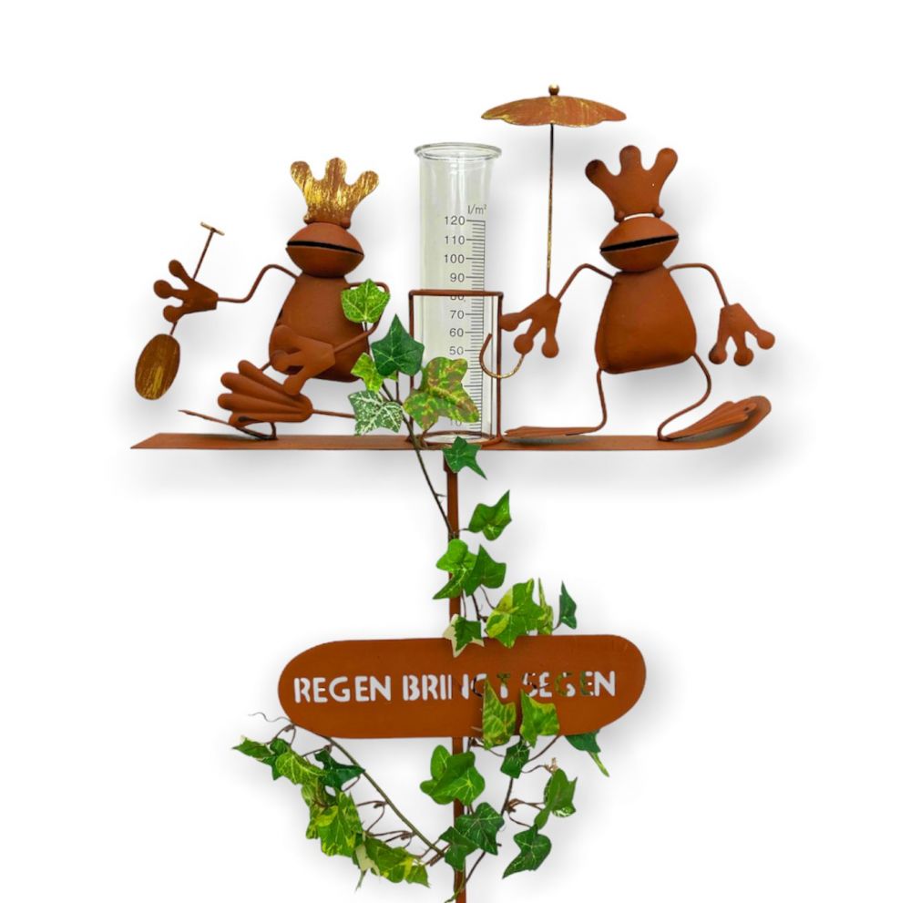DanDiBo metal plug rain gauge weather frog 140 cm frog garden plug rain gauge