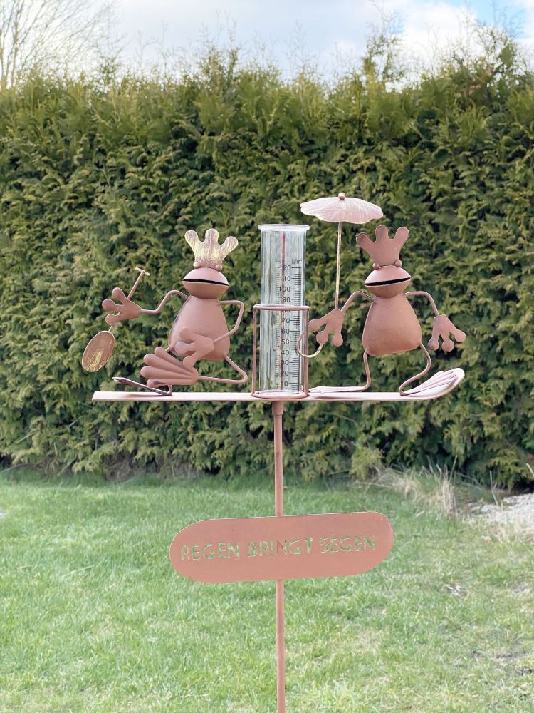 DanDiBo metal plug rain gauge weather frog 140 cm frog garden plug rain gauge