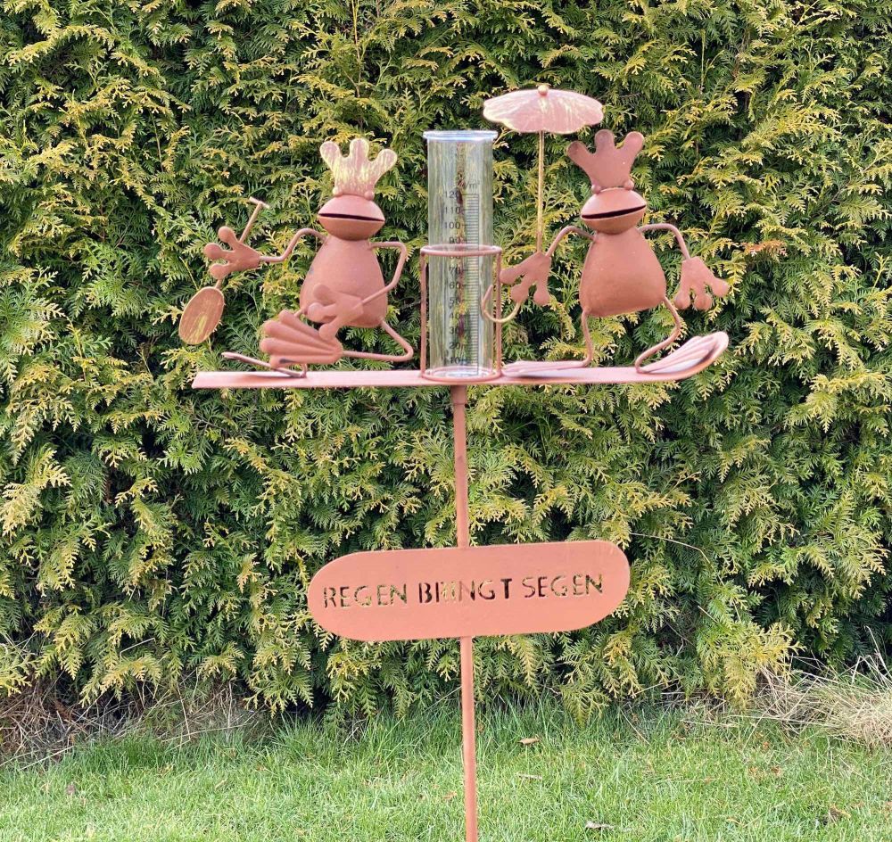 DanDiBo metal plug rain gauge weather frog 140 cm frog garden plug rain gauge