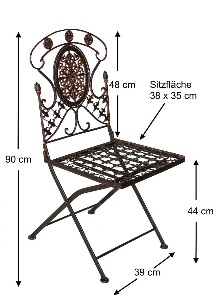 DanDiBo Sitzgruppe Eisen Garten Antik Bistroset AVIS Bistrotisch mit 2 Stühlen klappbar Metall Gartentisch