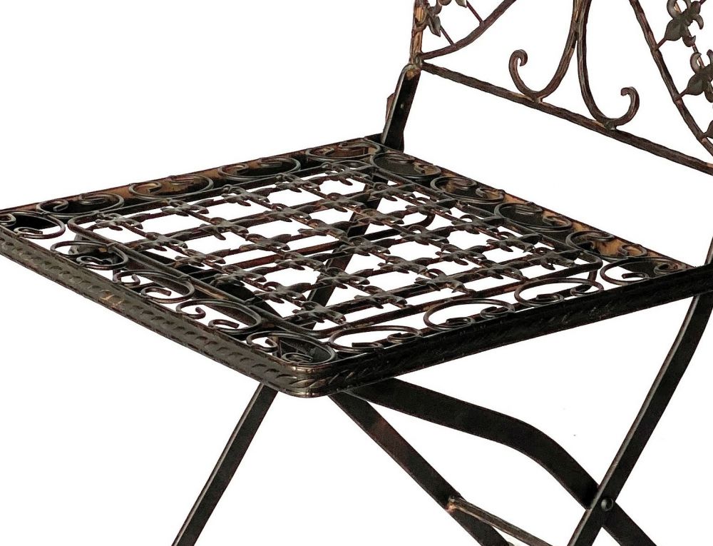 DanDiBo Sitzgruppe Eisen Garten Antik Bistroset AVIS Bistrotisch mit 2 Stühlen klappbar Metall Gartentisch