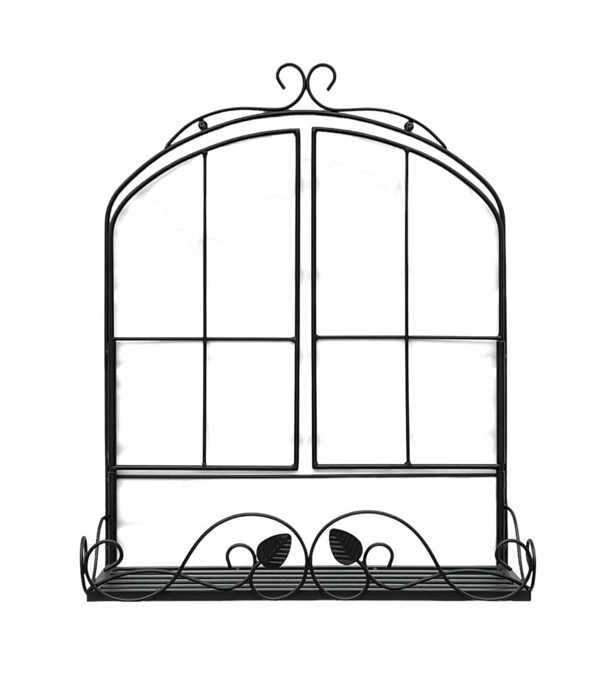 DanDiBo Wandblumenhalter Fenster Schwarz Metall Wand Blumenständer Blumenregal Wandregal Regal